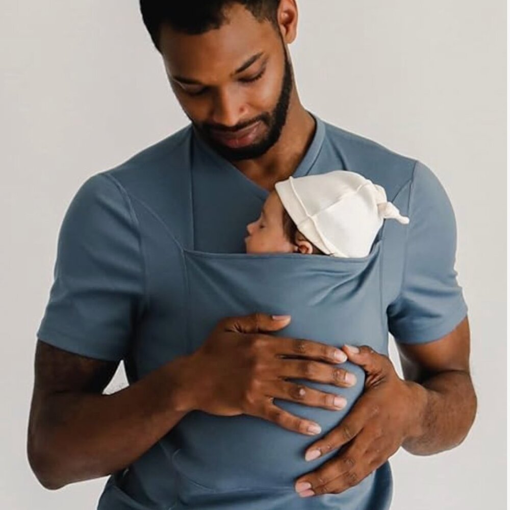 Lalabu Dad Shirt Hands-Free Baby Kangaroo LIKE NEW BLUE